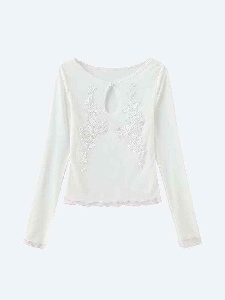 Floral Embroidered Mesh Top Floral Embroidered Mesh Top