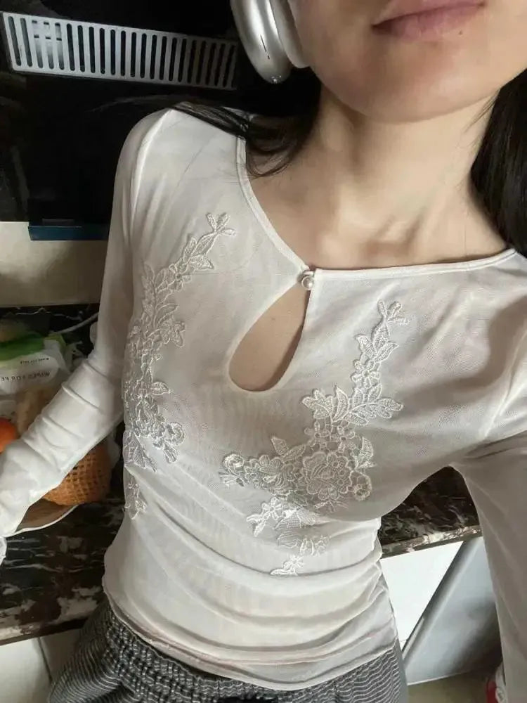 Floral Embroidered Mesh Top Floral Embroidered Mesh Top