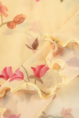 Floral Open Back Mesh Top