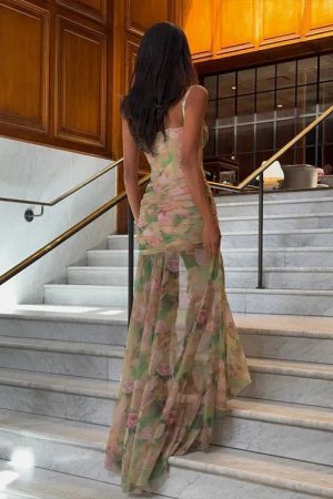 Floral Ruched Maxi Dress