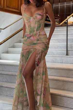 Floral Ruched Maxi Dress
