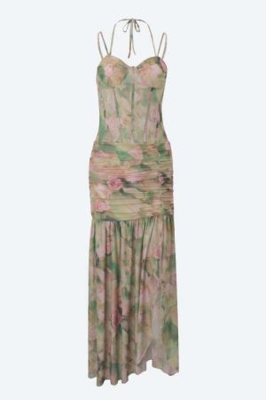 Floral Ruched Maxi Dress