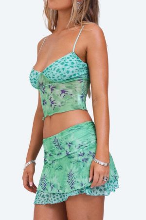 Floral Top & Mini Skirt Two Piece Set