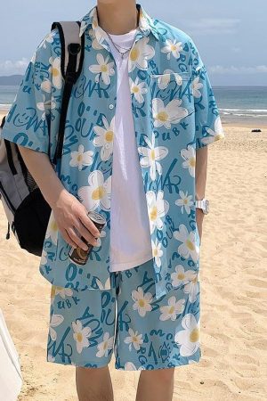 Flower Shirt & Shorts Two Piece Set