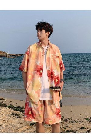 Flower Shirt & Shorts Two Piece Set