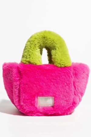 Fluffy Faux Fur Basket Handbag
