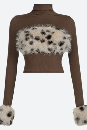 Fluffy Leopard Top