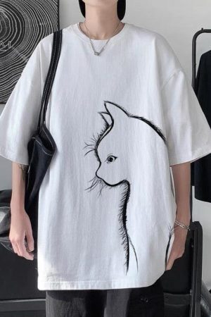 Front Printed Cat Tee