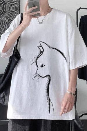 Front Printed Cat Tee