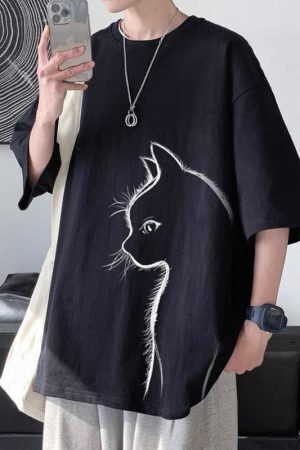 Front Printed Cat Tee