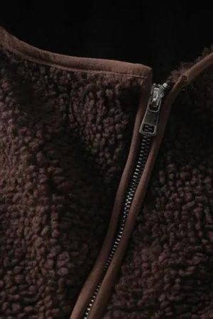 Funnel Neck Zip-Up Teddy Hoodie