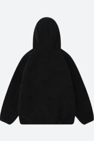 Funnel Neck Zip-Up Teddy Hoodie