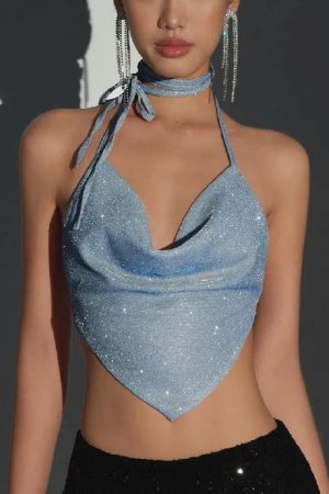 Glitter Backless Crop Top