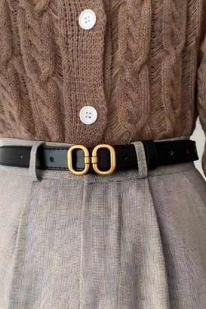 Golden Buckle Skinny Belt