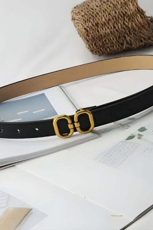 Golden Buckle Skinny Belt