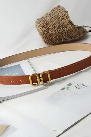 Golden Buckle Skinny Belt