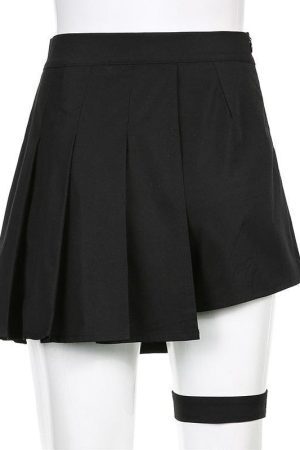 Goth Belt Detail Mini Skirt