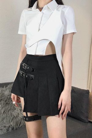 Goth Belt Detail Mini Skirt