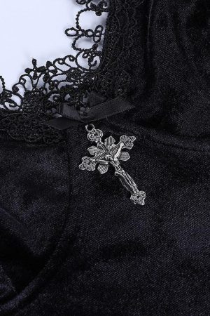 Goth Cross Detail Mini Dress