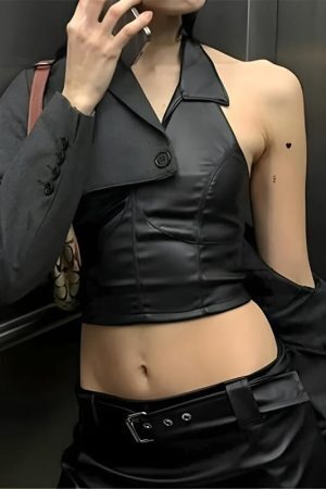 Goth Faux Leather Crop Top