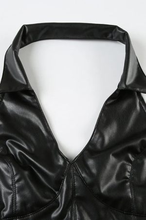 Goth Faux Leather Crop Top