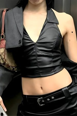 Goth Faux Leather Crop Top