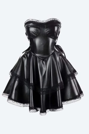 Goth Faux Leather Mini Dress