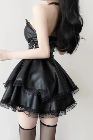 Goth Faux Leather Mini Dress
