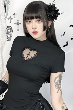 Goth Heart & Cross Top