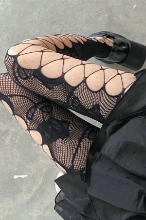 Goth Rose Fishnet Tights