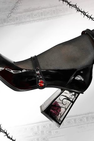 Goth Rose Mary Jane High Heels