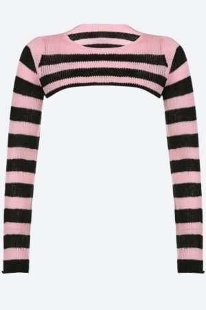 Goth Striped Knitted Shrug Sweater