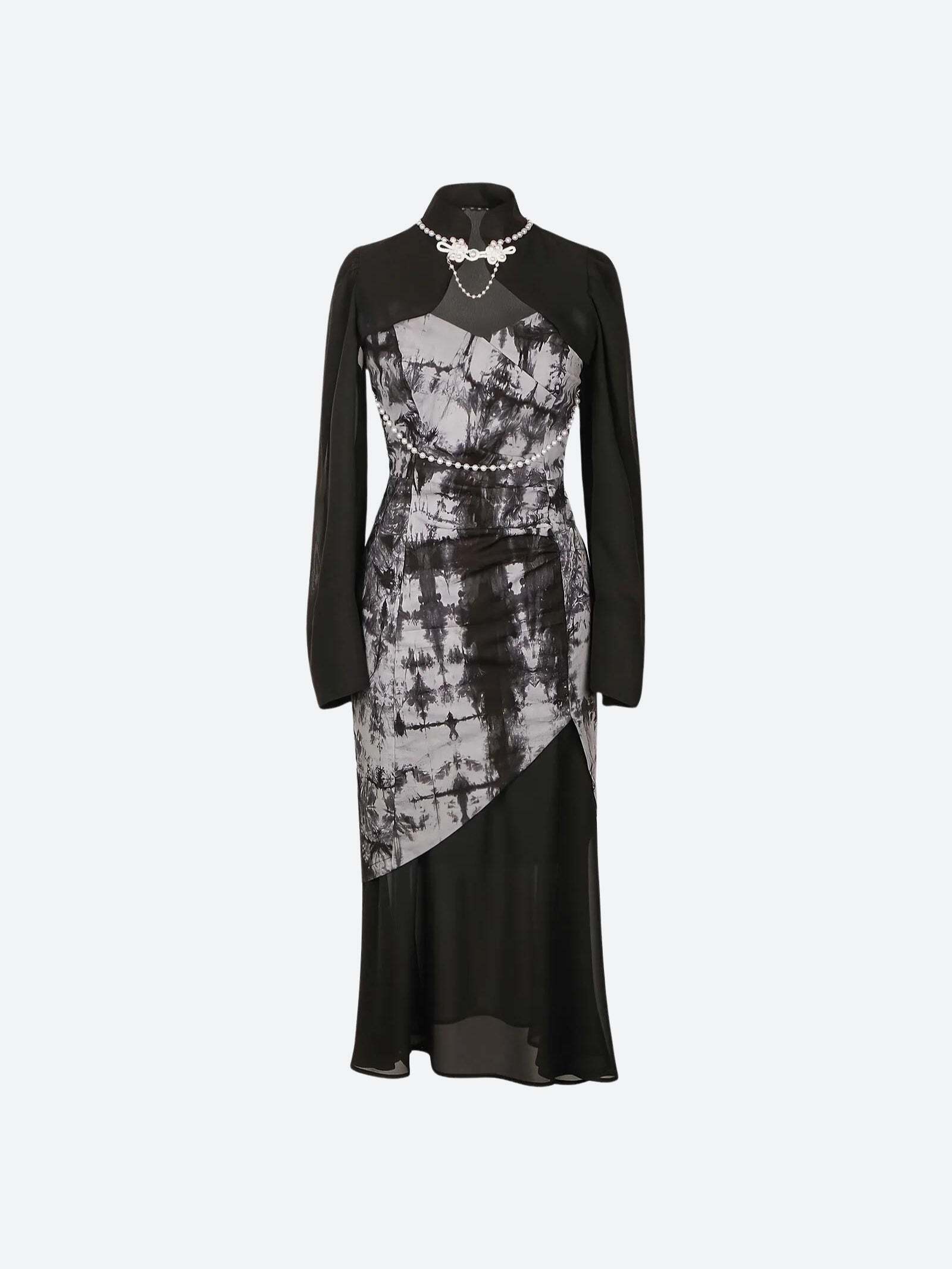Goth Wide Sleeve Qipao Midi Dress Goth Wide Sleeve Qipao Midi Dress