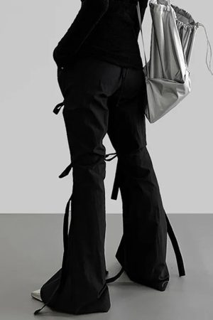 Gothic Lace Up Flare Pants