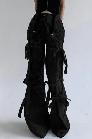 Gothic Lace Up Flare Pants