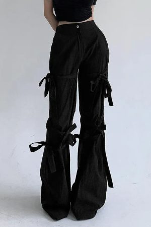 Gothic Lace Up Flare Pants