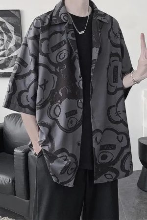 Graffiti Printed Short Sleeve Shirt