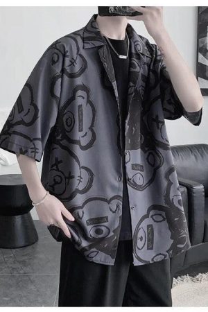 Graffiti Printed Short Sleeve Shirt