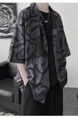 Graffiti Printed Short Sleeve Shirt