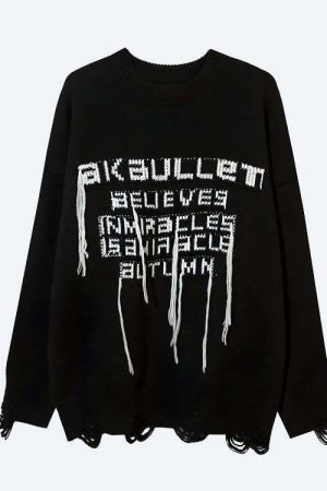 Grunge AK-Bullet Tasseled Sweater