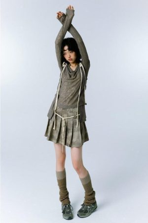 Grunge Asymmetric Long Sleeve Lace Top