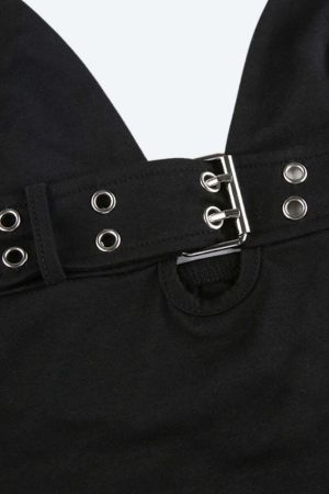 Grunge Belted Halter Neck Top