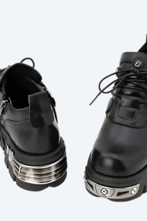 Grunge Belted Lace Up Platform Boots