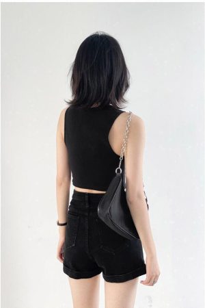 Grunge Black Jean Shorts