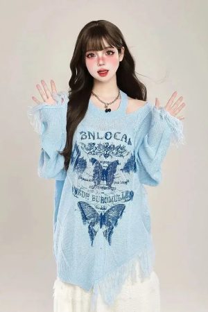 Grunge Butterfly Sweater