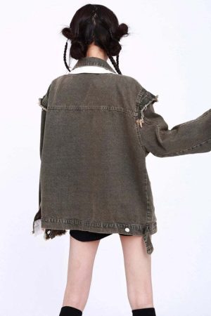 Grunge Button Up Oversized Denim Jacket