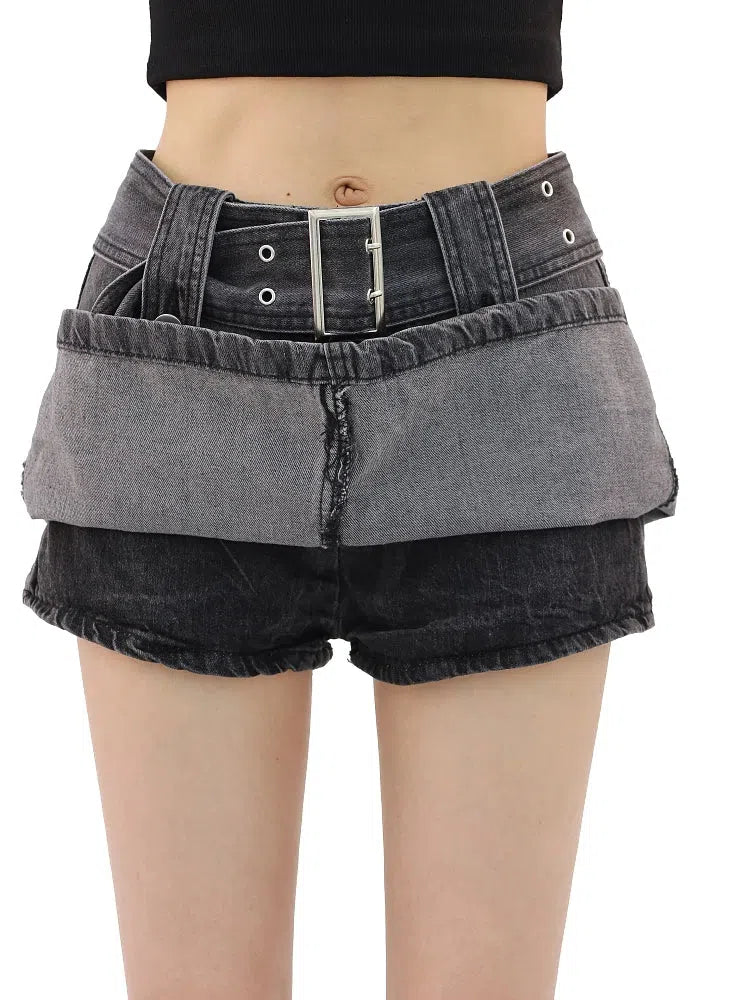 Grunge Buttoned Belt Loop Mini Skort Grunge Buttoned Belt Loop Mini Skort