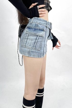 Grunge Cargo Jean Mini Skort