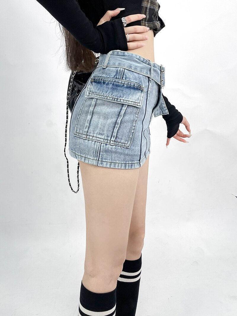 Grunge Cargo Jean Mini Skort Grunge Cargo Jean Mini Skort