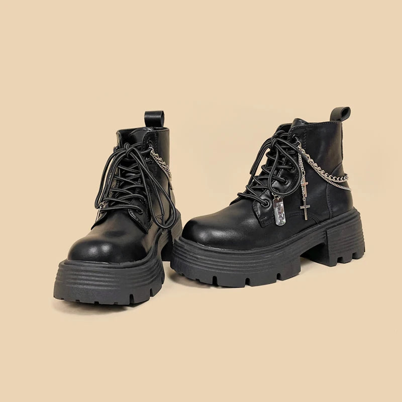 Grunge Chain with Cross Combat Boots Grunge Chain with Cross Combat Boots